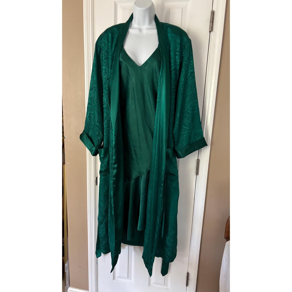 Rare Victorias Secret Gold Label 80’s Green Chemise with Robe Size Small